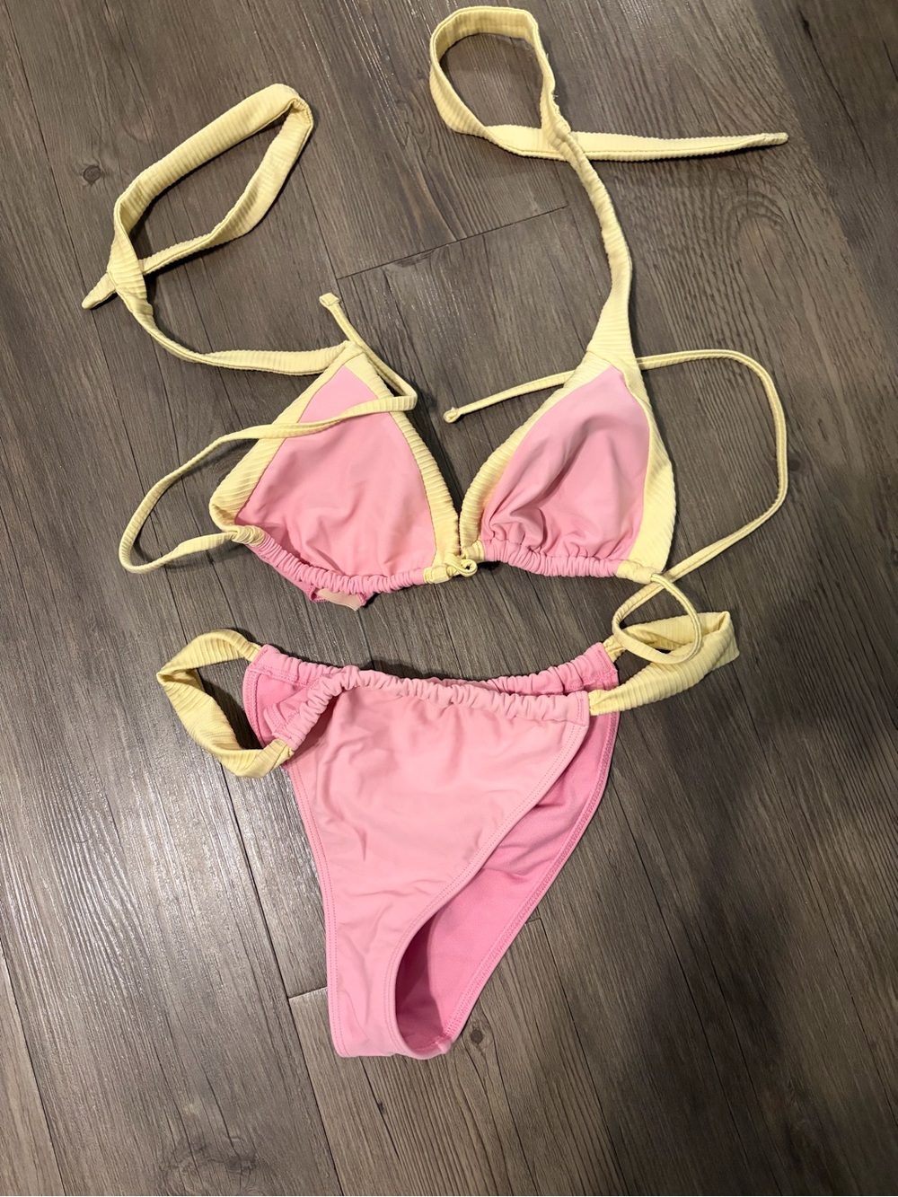 Women's Pink & Yellow Two-Piece Bikini Set